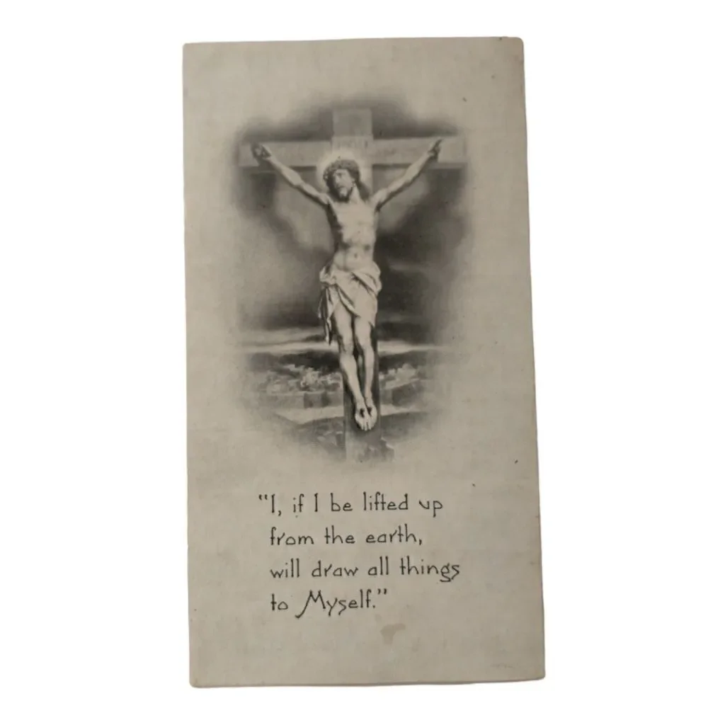 4 Vtg Catholic Prayer Cards Lot St Joseph Sacred Heart Jesus Crucifix Lithograph